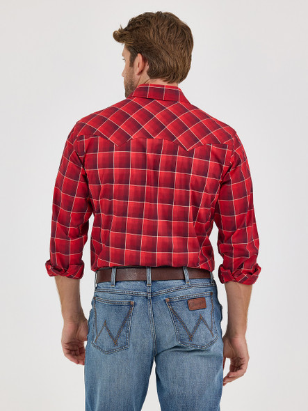 WRANGLER RETRO RED AND BLACK PLAID - MENS SHIRT  - 112368057