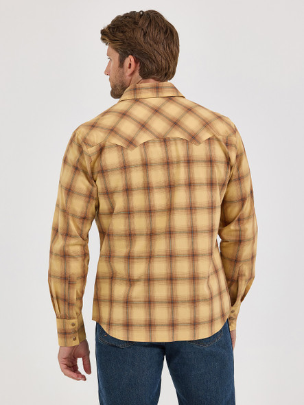 WRANGLER RETRO MODERN FIT CURRY PLAID - MENS SHIRT  - 112368074