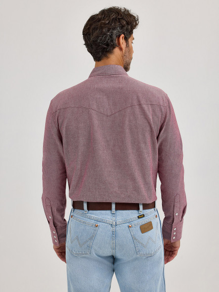 WRANGLER CLASSIC FIT BROWN CHAMBRAY - MENS SHIRT  - 112367725