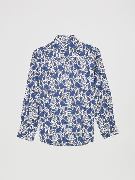 WRANGLER BLUE/WHITE PAISLEY PRINT - KIDS BOYS SHIRT - 112367941