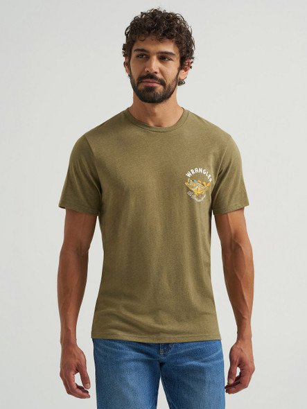 WRANGLER BURNT OLIVE HEATHER - MENS TEE  - 112365670