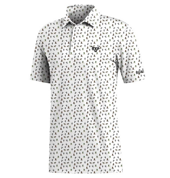 LOST CALF HOWDY WHITE PRINT - MENS POLO  - HOWDY WHITE PRINT