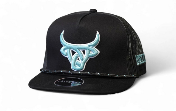 LOST CALF 3D LOGO TEAL BLACK ROPE - HATS CAP  - FROST BLACK FLAT