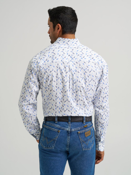 WRANGLER GEORGE STRAIT NAVY/WHITE PRINT - MENS SHIRT  - 112368199