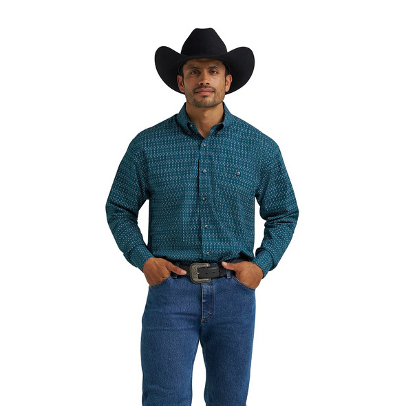 WRANGLER BLUE CLASSIF FIT PRINT - MENS SHIRT  - 112367705
