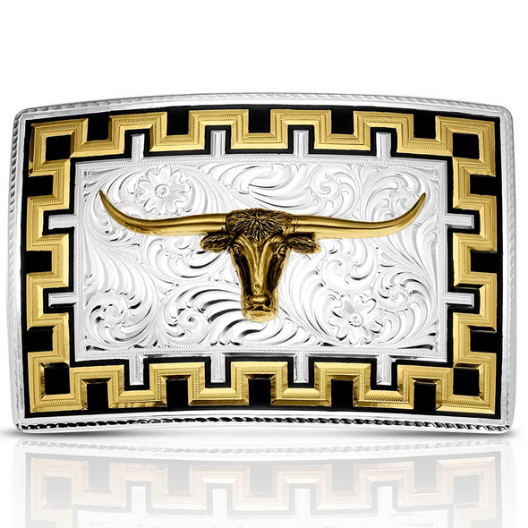 MONTANA SILVERSMITHS HONOR AND GRIT LONGHORN - ACC BUCKLE  - 55510-767M