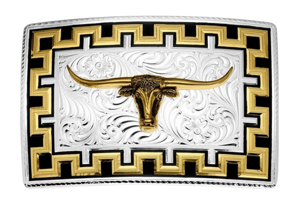MONTANA SILVERSMITHS HONOR AND GRIT LONGHORN - ACC BUCKLE  - 55510-767M
