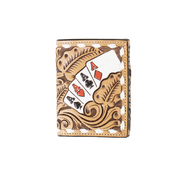 3-D BELT TRIFOLD HAND PAINTED ACE CARDS - ACCESSORIES WALLET  - D250010648
