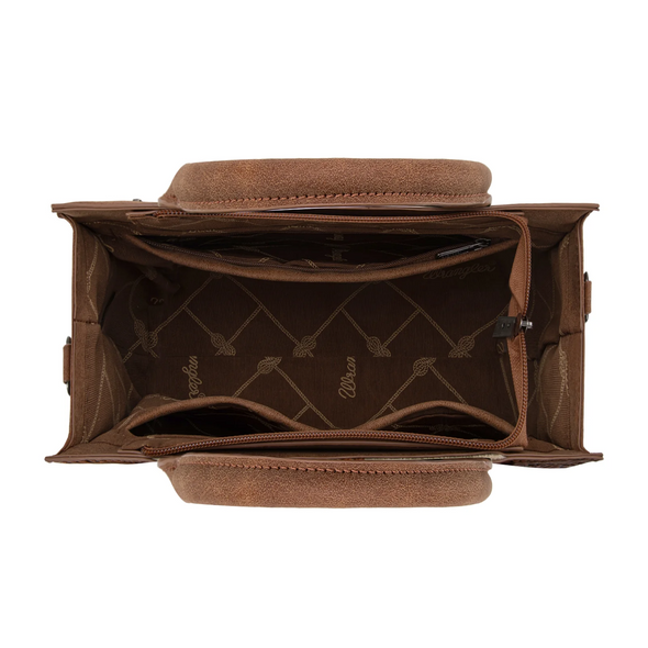 WRANGLER BROWN AZTEC  TOOLED PRINT - LADIES PURSES  - WG226-8120BR