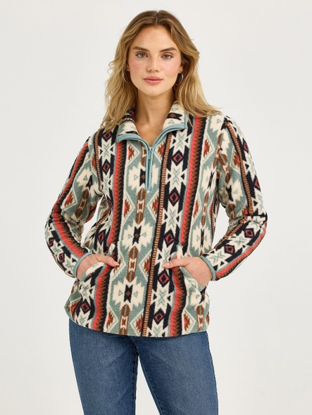 WRANGLER RETRO SHERPA  AZURE CORAL ZIP - LADIES SWEATSHIRT  - 112367332