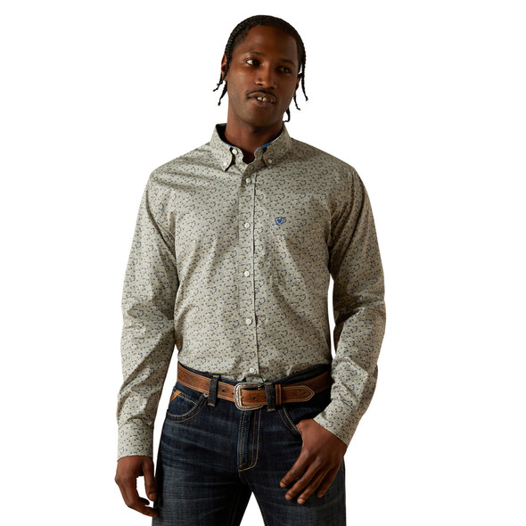 ARIAT CADE WF FITTED LIGHT GREY - MENS SHIRT  - 10062233