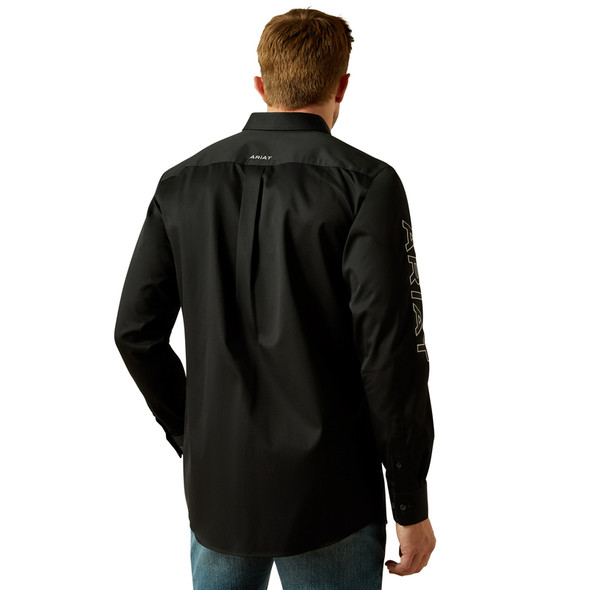 ARIAT TEAM LOGO TWILL BLACK/GREY - MENS SHIRT  - 10062659
