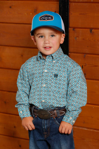 CINCH INFANT GEOMETRIC BLUE PRINT - KIDS BOYS SHIRT - MTW7062386