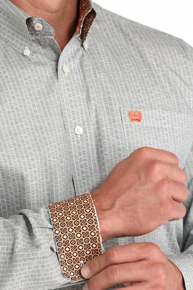 CINCH CREAM GEOMETRIC PRINT - MENS SHIRT  - MTW1105961