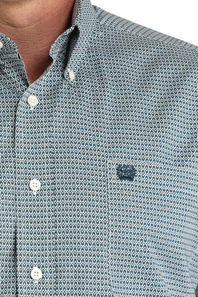 CINCH TEAL STRETCH GEOMETRIC PRINT - MENS SHIRT  - MTW1105968
