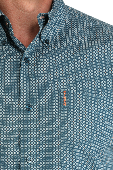 CINCH MODERN FIT GEO TEAL PRINT - MENS SHIRT  - MTW1347136
