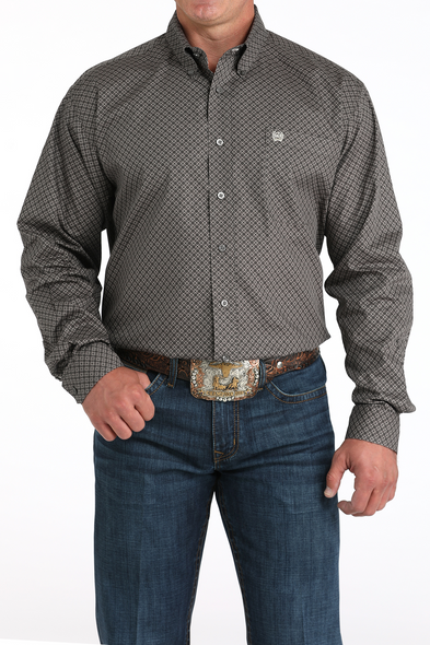 CINCH GRAY GEOMETRIC PRINT - MENS SHIRT  - MTW1105960