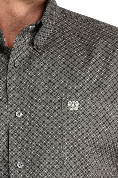 CINCH GRAY GEOMETRIC PRINT - MENS SHIRT  - MTW1105960