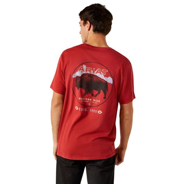 ARIAT PATRIOT BUFFALO COIN BRICK RED - MENS TEE  - 10062419