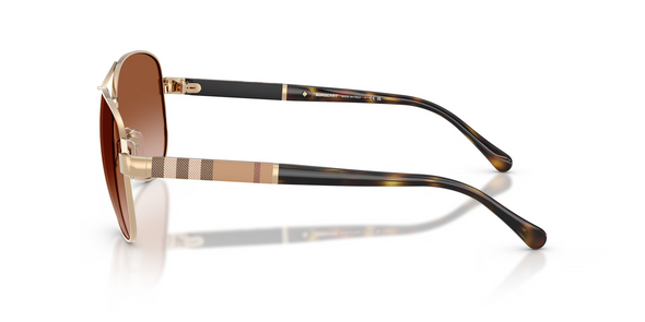 BURBERRY LIGHT GOLD AVIATOR BROWN GRAD - SUNGLASS BURBERRY  - 3080114513