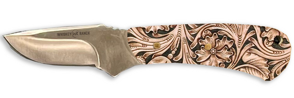 Whiskey Bent Hat Co. TOOLED LEATHER MINI SKINNER - ACC KNIVES  - WB44-06