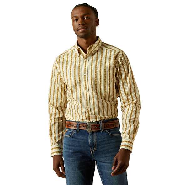 ARIAT BRIGHAM FITTED TAN PRINT - MENS SHIRT  - 10062202