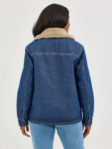 WRANGLER RETRO SHERPA LINED DARK DENIM - LADIES JACKET  - 112367333