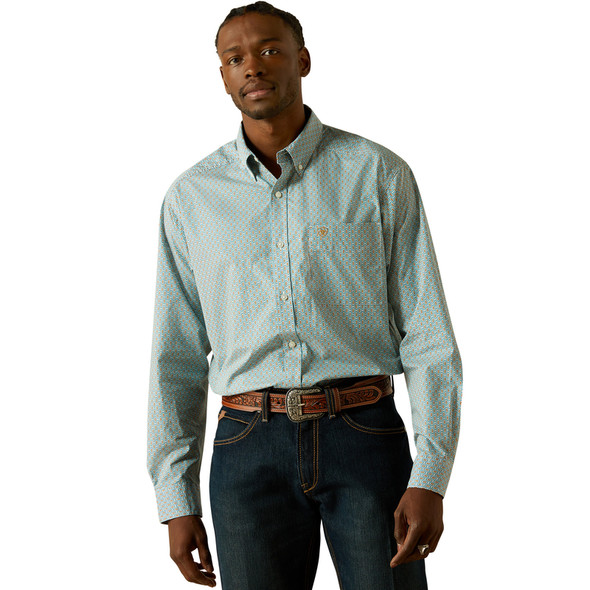 ARIAT BANNER AQUA CLASSIC FIT PRINT - MENS SHIRT  - 10062206