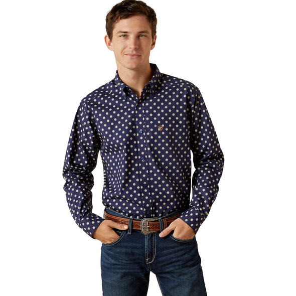 ARIAT SAMMY FITTED DARK BLUE PRINT - MENS SHIRT  - 10062246