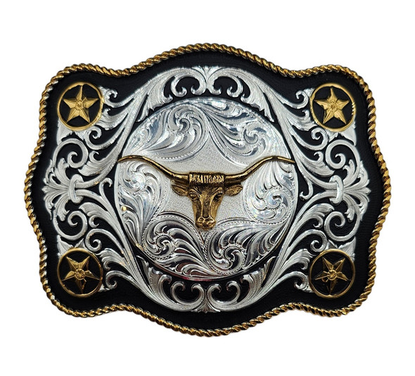 MONTANA SILVERSMITHS LONGHORN SCALLOPED SCHERIDAN - ACC BUCKLE  - 61360-64M