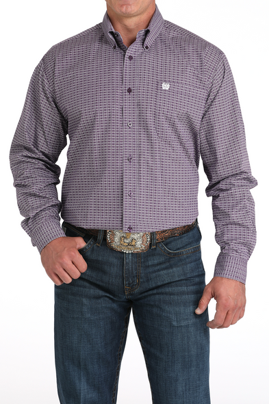 CINCH PURPLE SQUARE PRINT - MENS SHIRT  - MTW1105975