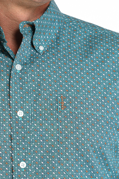 CINCH PRINT MODERN FIT TURQUOISE - MENS SHIRT  - MTW1347140