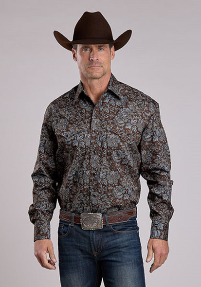 STETSON FALL BROWN PAISLEY PRINT - MENS SHIRT  - 11-001-0425-6044BR