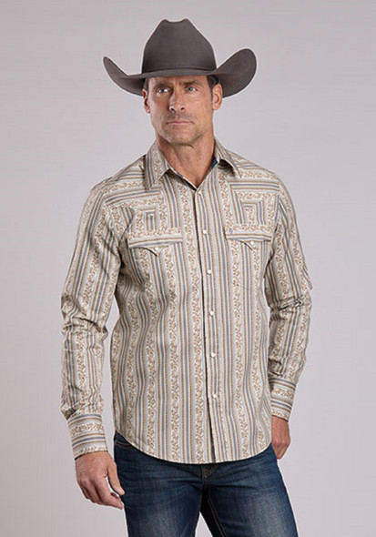 STETSON FRONTIER WALLPAPER BROWN - MENS SHIRT  - 11-001-0425-6662BR