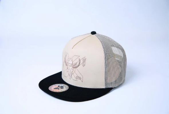 DE RANCHO SKULL HAT CREAM BLACK - HATS CAP  - SKULL HAT CREAM BLACK