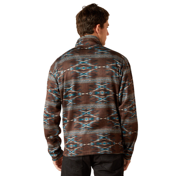 ARIAT CALDWLL LOGO 1/4 ZIP MAHOGANY - MEN SWEATER  - 10062620