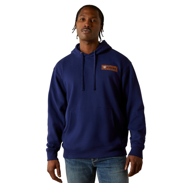 ARIAT WOODSHOP STACK HOODIE NAVY - MENS HOODIE  - 10062497