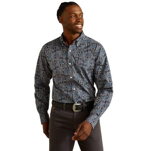 ARIAT WF DEX FITTED NAVY PAISLEY - MENS SHIRT  - 10062200