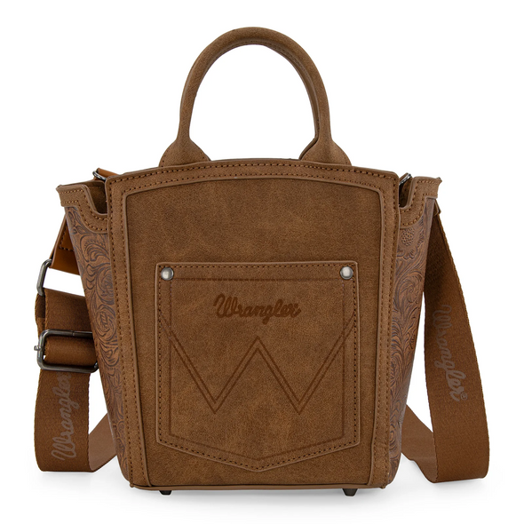 WRANGLER AZTEC EMBROIDERE FLORAL BROWN - LADIES PURSES  - WG211-8014BR