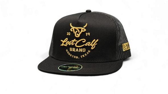 LOST CALF BLACK 3D LOGO EMBROIDERED - HATS CAP  - DUSTHORN FLAT