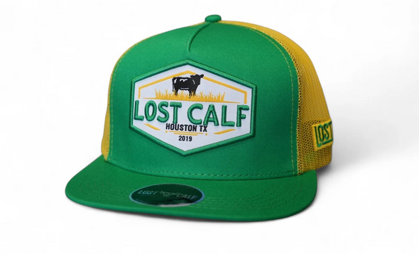 LOST CALF GREEN/YELLOW FARM PATCH - HATS CAP  - FARM GREEN FLAT