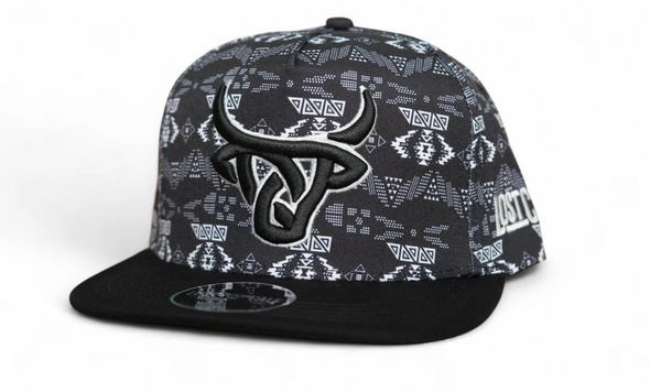 LOST CALF AZTEC BLACK/GREY 3D LOGO - HATS CAP  - MESA FLAT