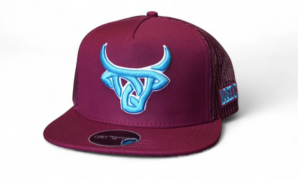 LOST CALF MAROON 3D LOGO TEAL - HATS CAP  - SANTA FE FLAT