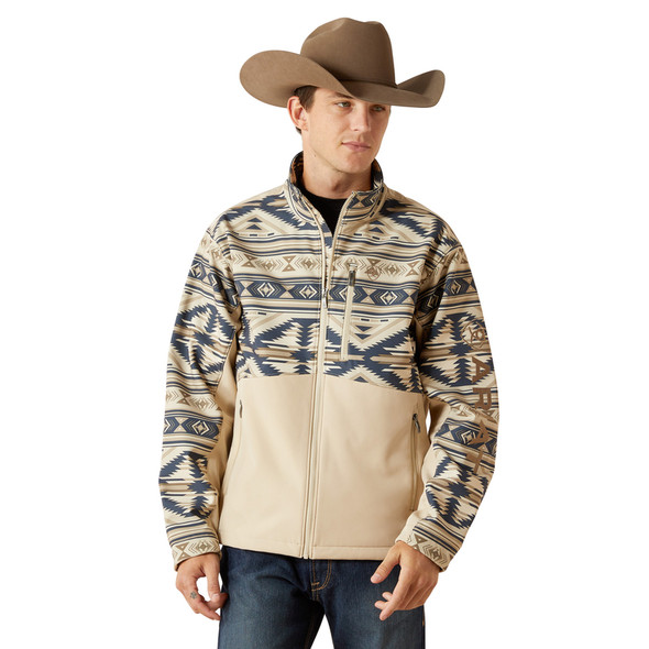 ARIAT LOGO SOFTSHELL WHITE PEPPER - MENS JACKET  - 10062581