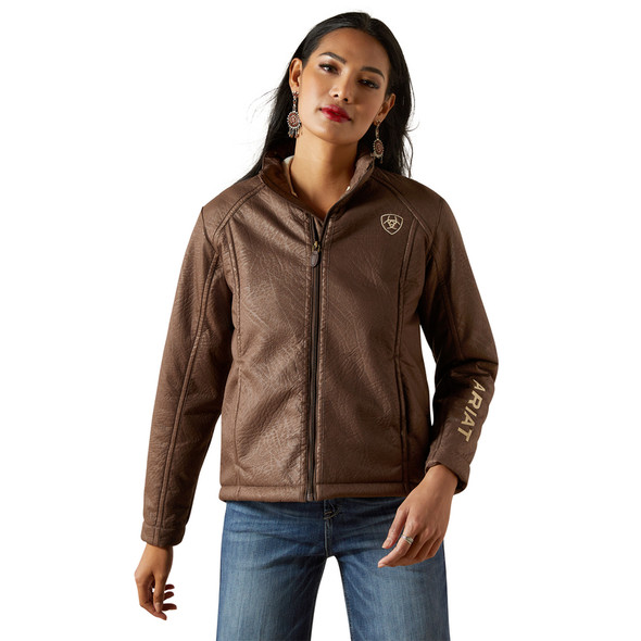 ARIAT TEAM SOFTSHELL FAUX LEATHER BR - LADIES JACKET  - 10062795