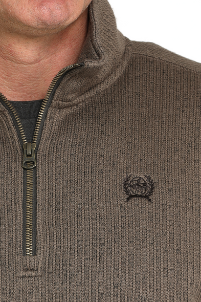 CINCH BROWN 1/4 ZIP SWEATER - MEN SWEATER  - MWK1080017