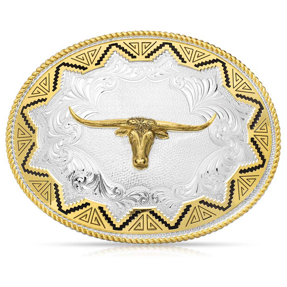 MONTANA SILVERSMITHS SOUTHWEST SUN LARGE LONGHORN - ACC BUCKLE  - 2190-767M