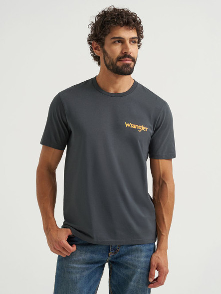 WRANGLER BUCKING BRONCO WASHED BLACK - MENS TEE  - 112368424