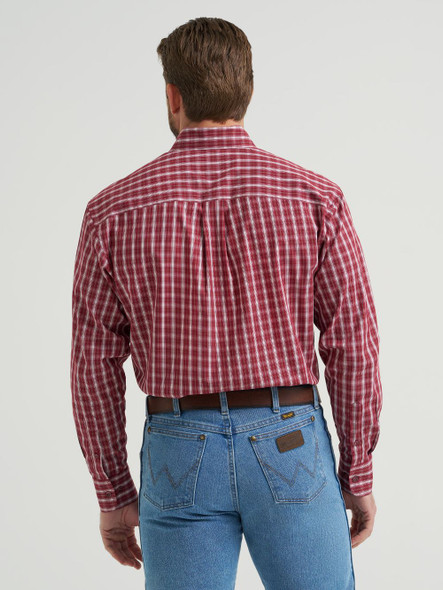 WRANGLER RELAXED FIT- BURGUNDY PLAID - MENS SHIRT  - 112369440
