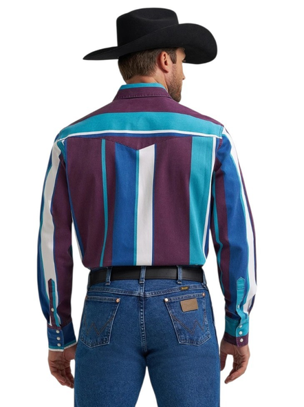 WRANGLER BRUSH POPPER VINTAGE PURPLE - MENS SHIRT  - 112375225